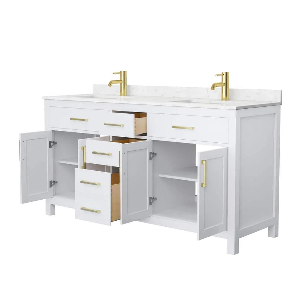 Wyndham Collection Beckett 66" Double Bath Vanity with Cultured Marble Top in White - Image 4