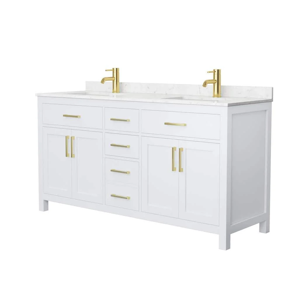 Wyndham Collection Beckett 66" Double Bath Vanity with Cultured Marble Top in White - Image 5