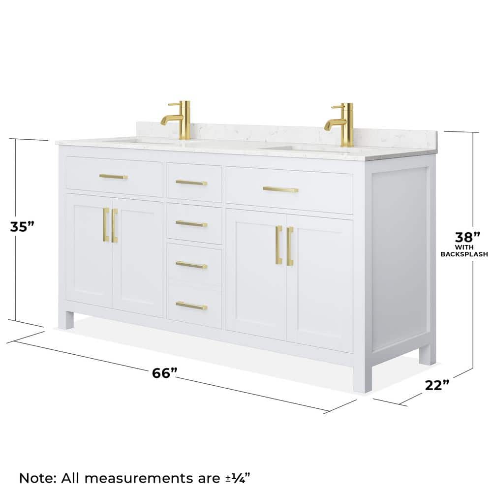Wyndham Collection Beckett 66" Double Bath Vanity with Cultured Marble Top in White - Image 7