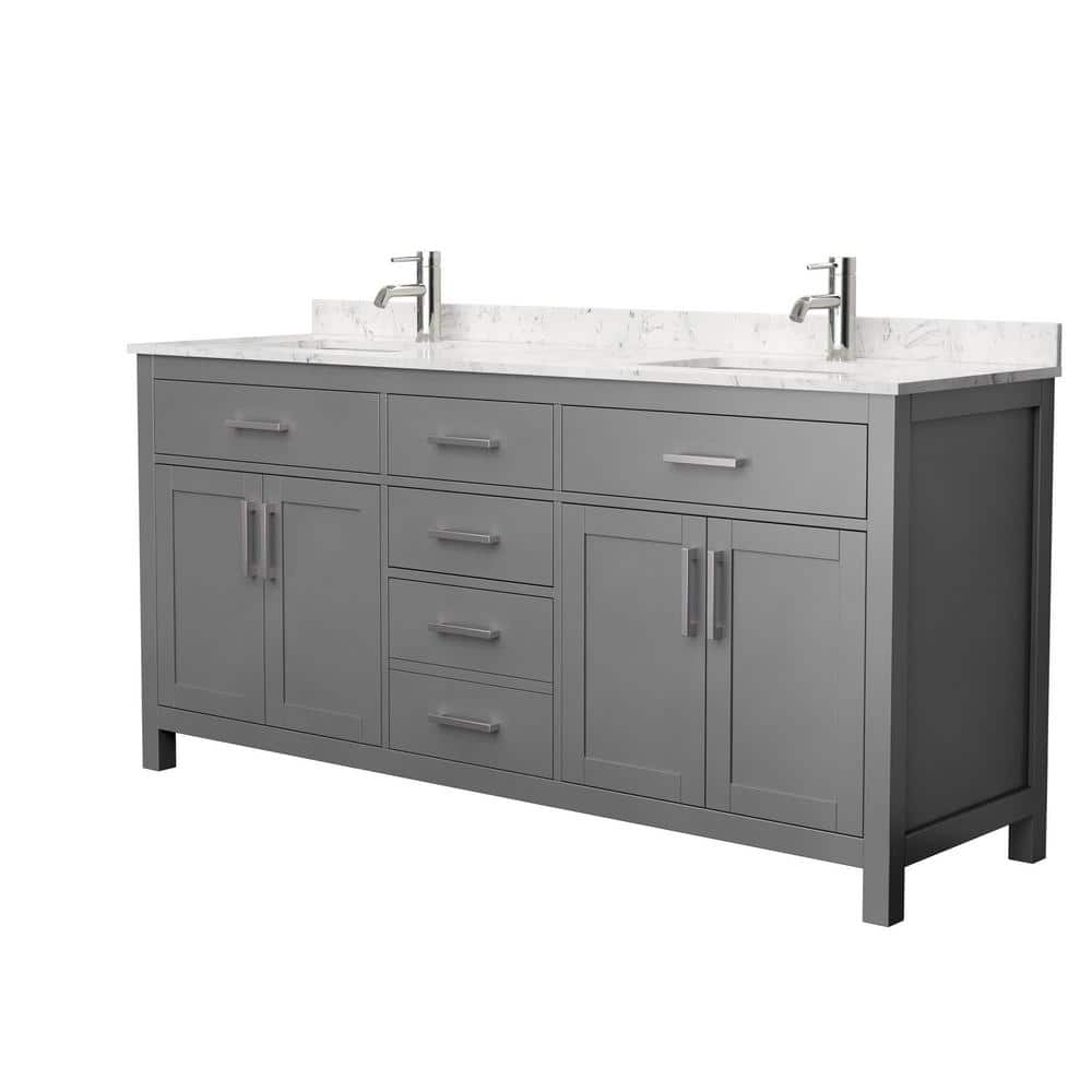 Wyndham Collection Beckett 72" Double Bath Vanity in Dark Gray with Cultured Marble Top - Image 3