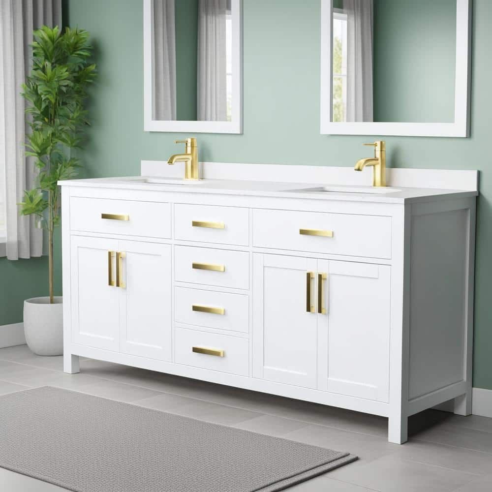 Wyndham Collection Beckett 72" Double Sink Bathroom Vanity with Cultured Marble Top - Image 2