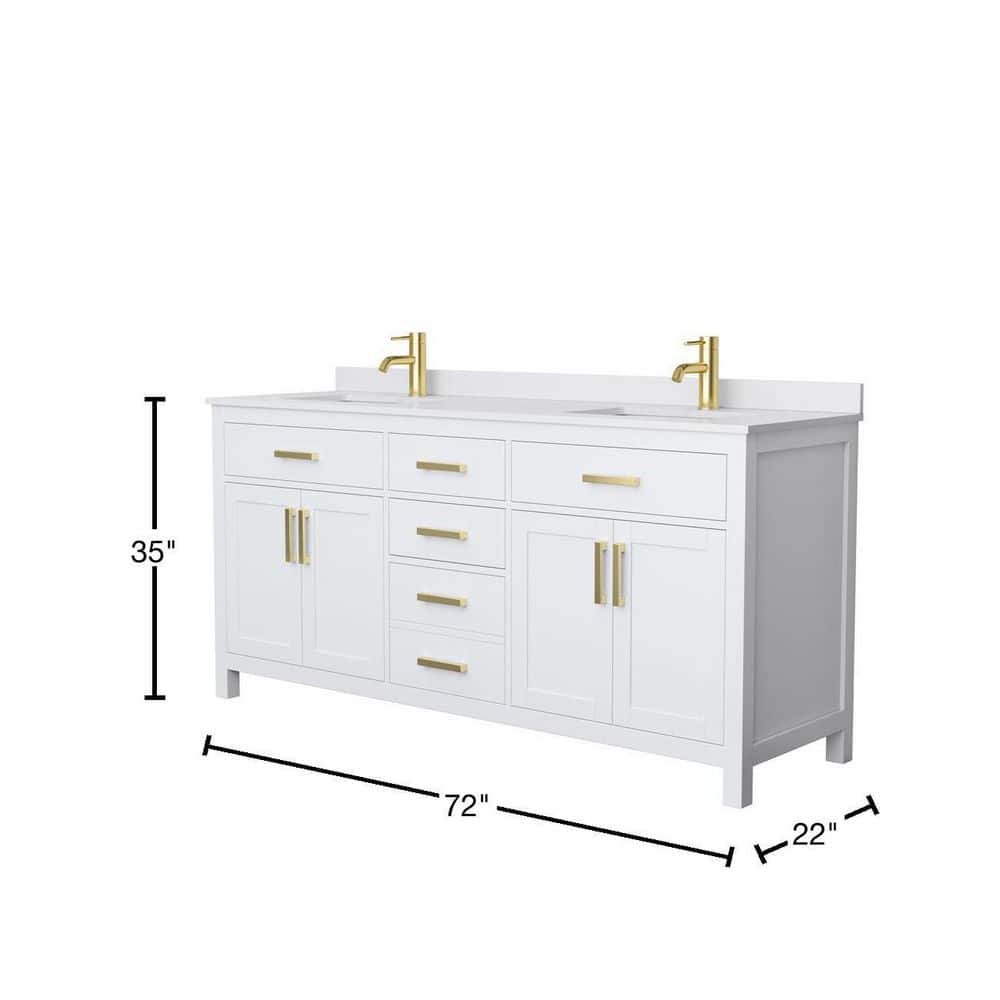 Wyndham Collection Beckett 72" Double Sink Bathroom Vanity with Cultured Marble Top - Image 3