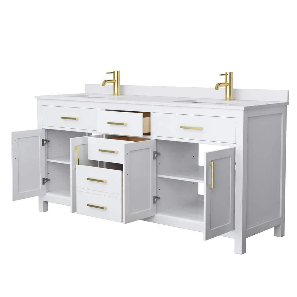Wyndham Collection Beckett 72" Double Sink Bathroom Vanity with Cultured Marble Top - Image 4
