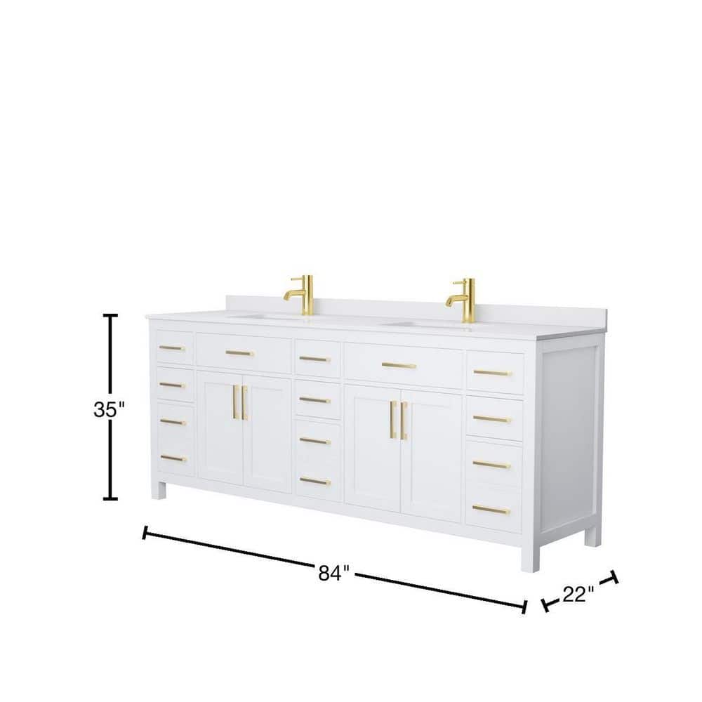 Wyndham Collection Beckett 84" Double Sink Bathroom Vanity with Cultured Marble Top - Image 3
