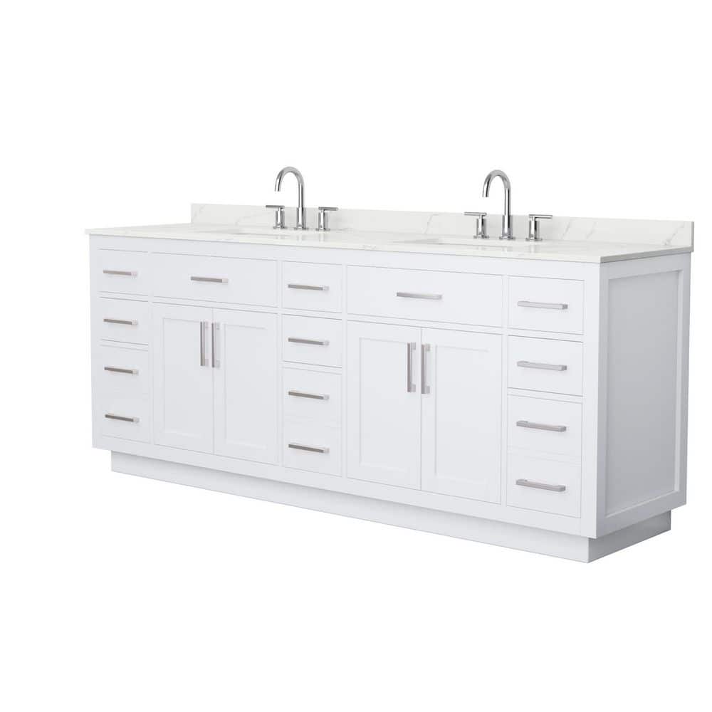 Wyndham Collection Beckett TK 84" Double Sink Bath Vanity with Giotto Quartz Top - Image 2