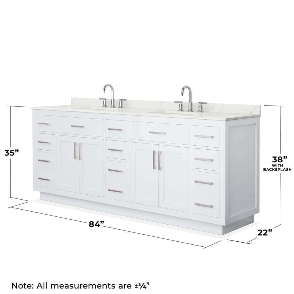 Wyndham Collection Beckett TK 84" Double Sink Bath Vanity with Giotto Quartz Top - Image 5