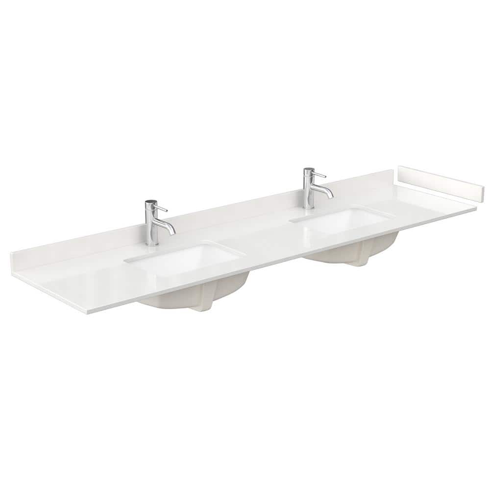Wyndham Collection Beckett TK 84" Double Sink Bath Vanity with White Quartz Top and Brushed Nickel Trim - Image 4