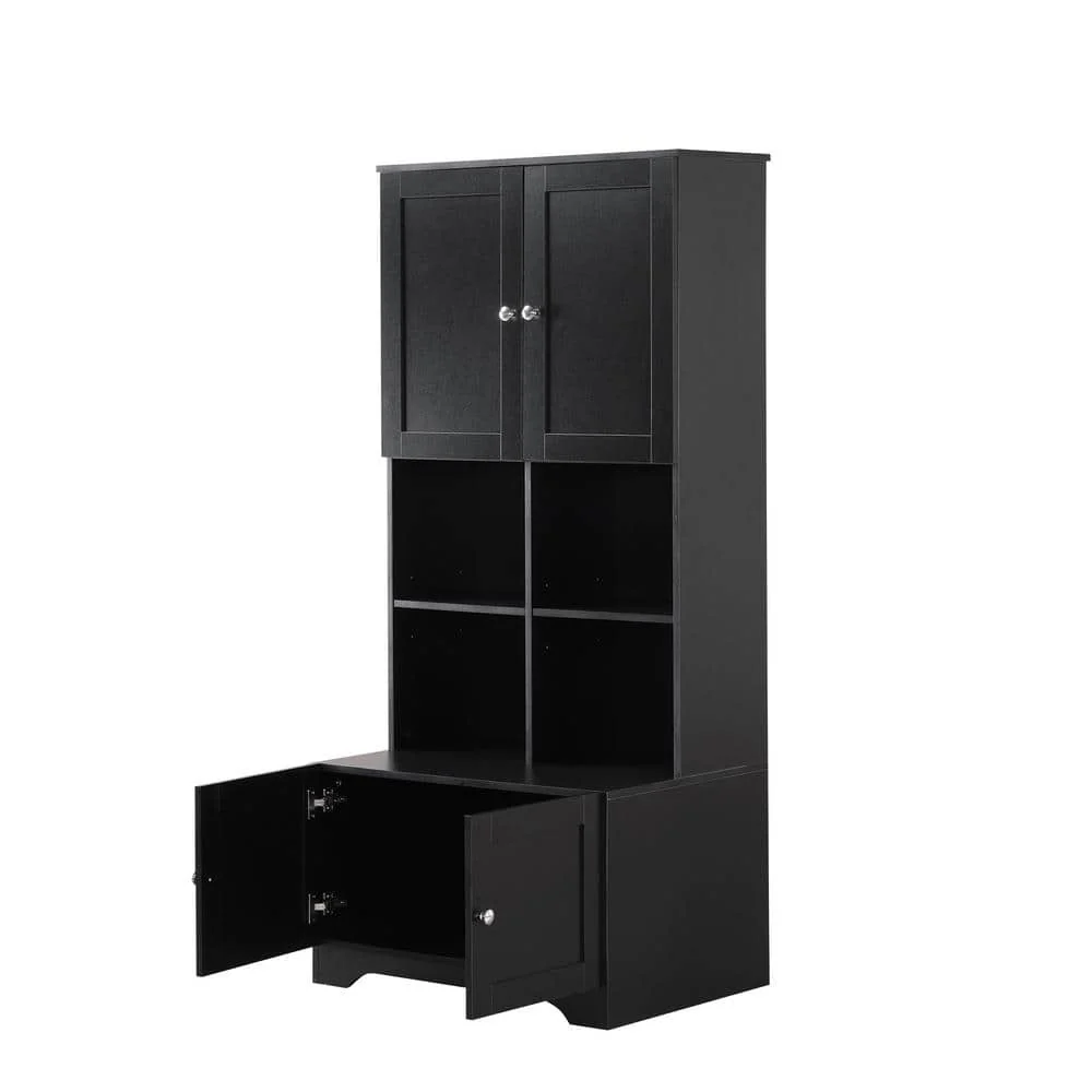 Wyndham Collection Black Linen Cabinet with Adjustable Shelves, 31x16x67 Inches - Image 6