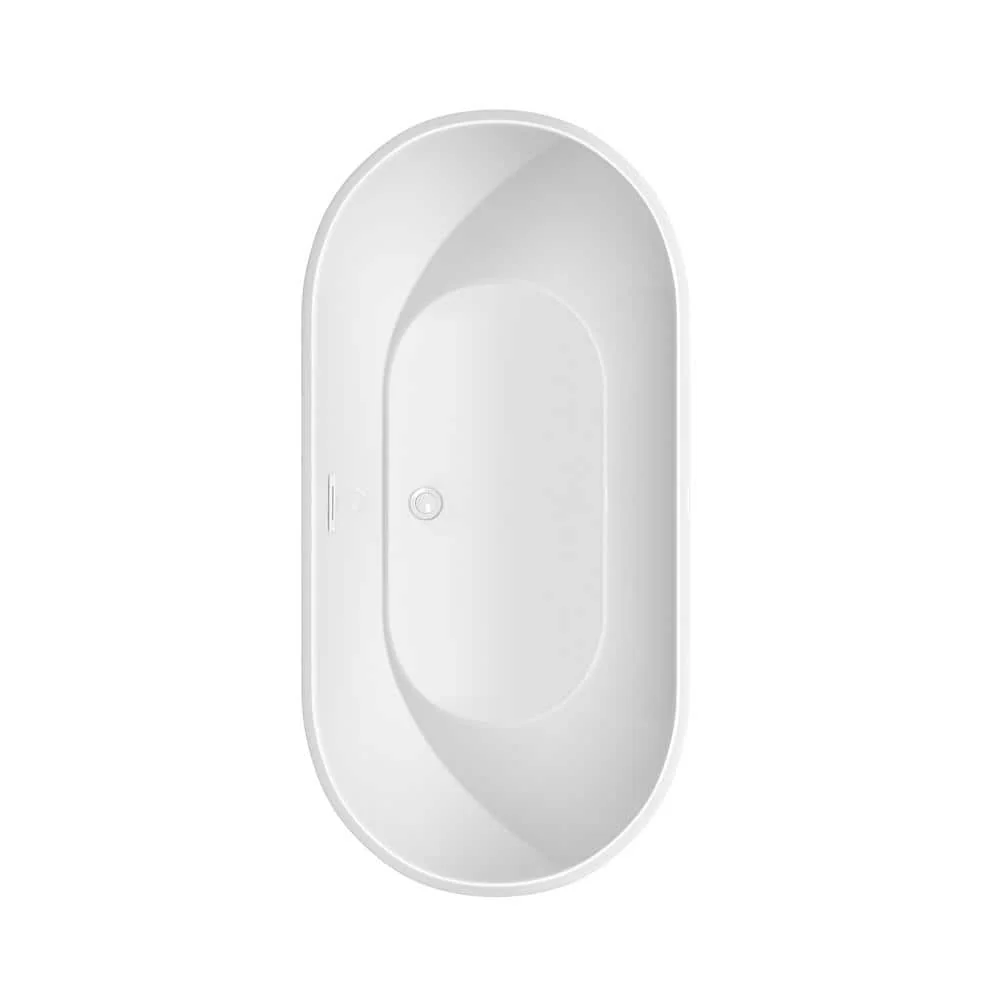 Wyndham Collection Brooklyn 60 in. Acrylic Freestanding Bathtub in White with Shiny Trim - Image 4