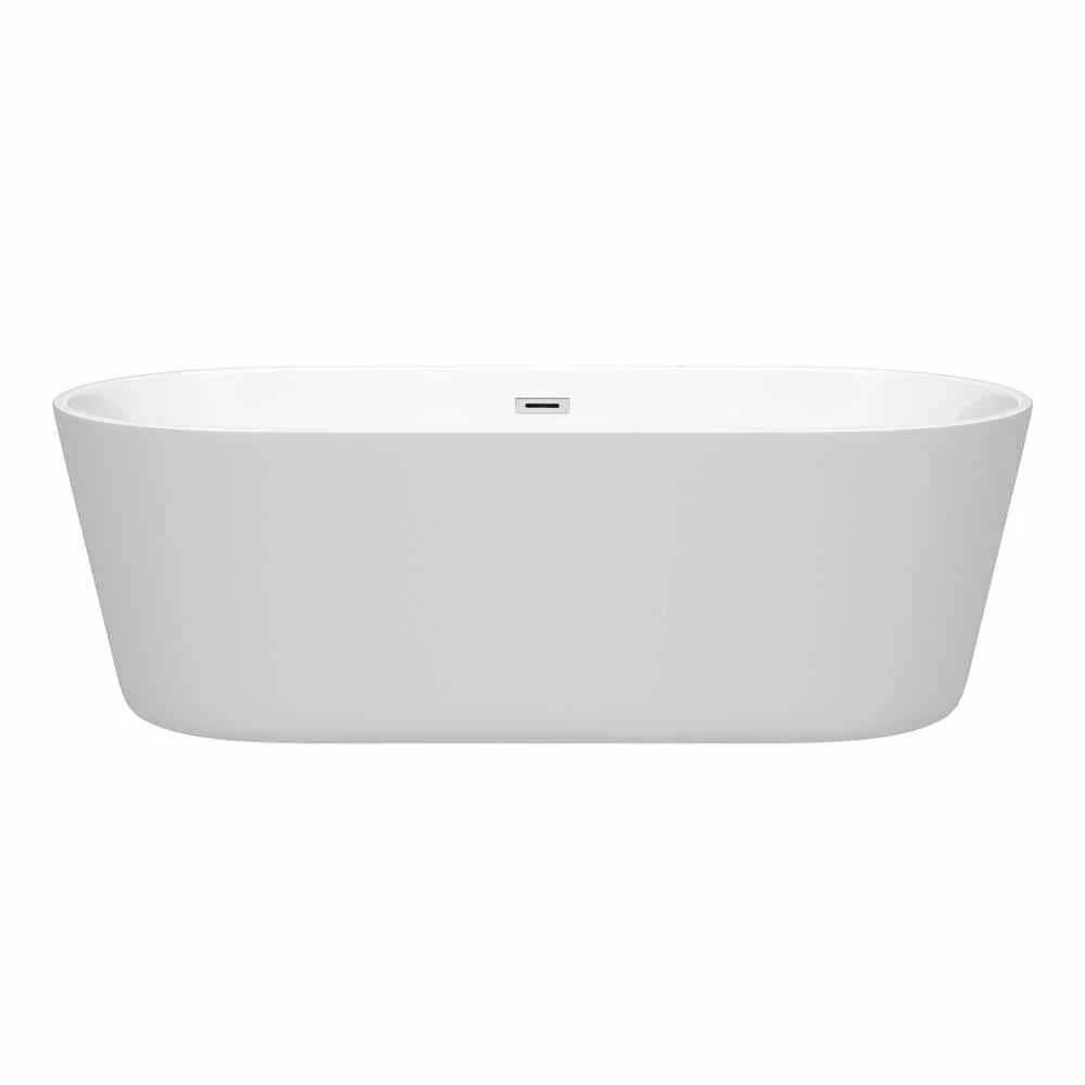 Wyndham Collection Carissa 5.9 ft. Acrylic Freestanding Bathtub with Chrome Trim - Image 2