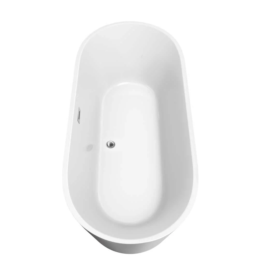 Wyndham Collection Carissa 5.9 ft. Acrylic Freestanding Bathtub with Chrome Trim - Image 3