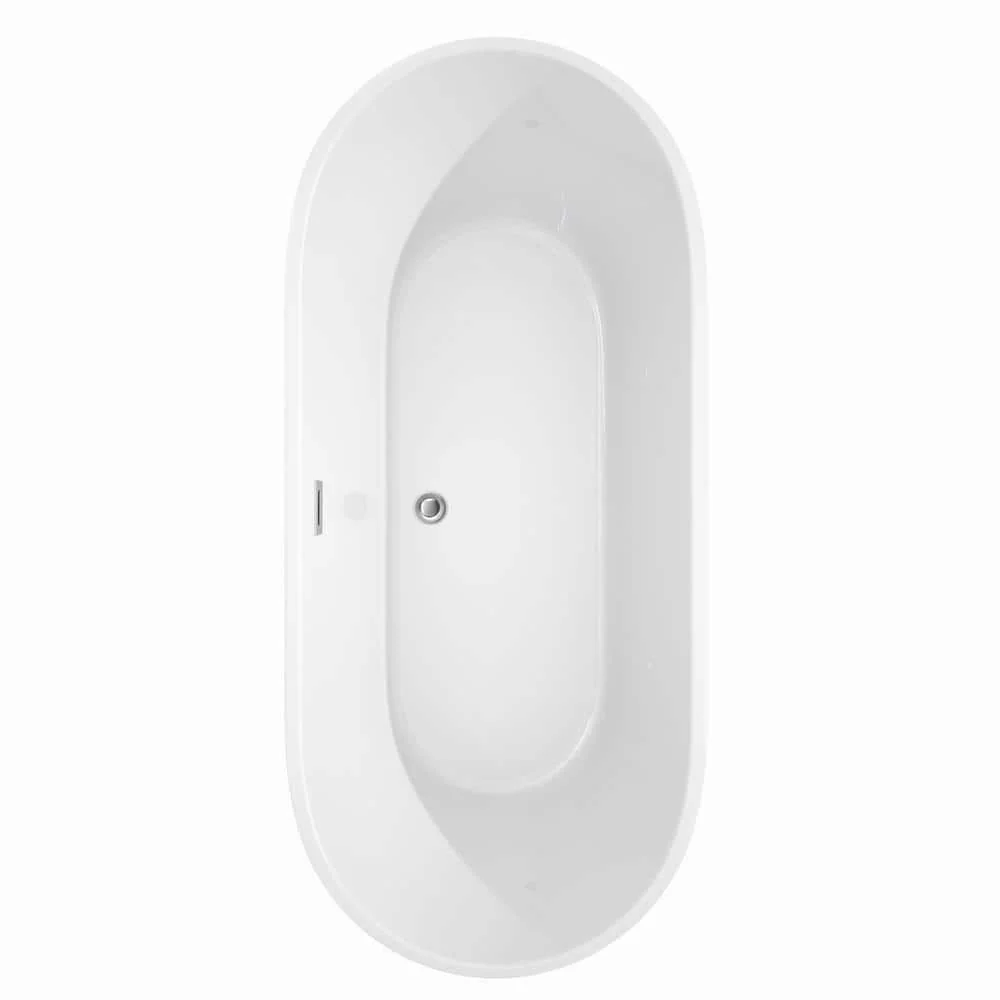Wyndham Collection Carissa 5.9 ft. Acrylic Freestanding Bathtub with Chrome Trim - Image 4