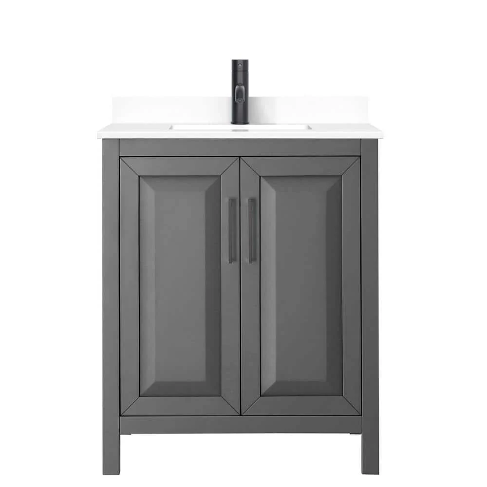 Wyndham Collection Daria 30" Bathroom Vanity in Dark Gray with Marble Top - Image 2