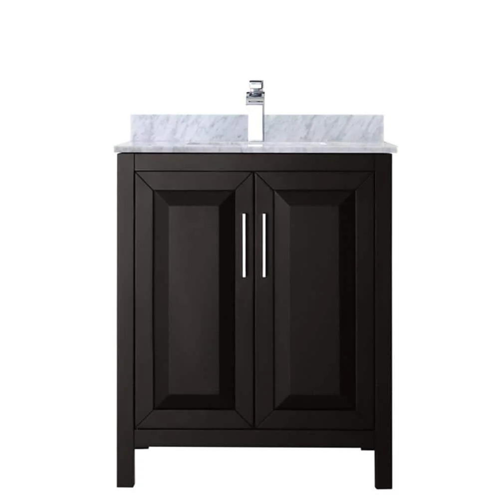 Wyndham Collection Daria 30 in. Bathroom Vanity with Carrara Marble Top - Image 2
