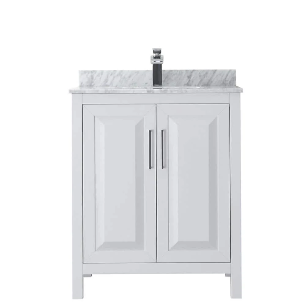 Wyndham Collection Daria 30 in. Bathroom Vanity with Carrara Marble Top and White Basin - Image 2