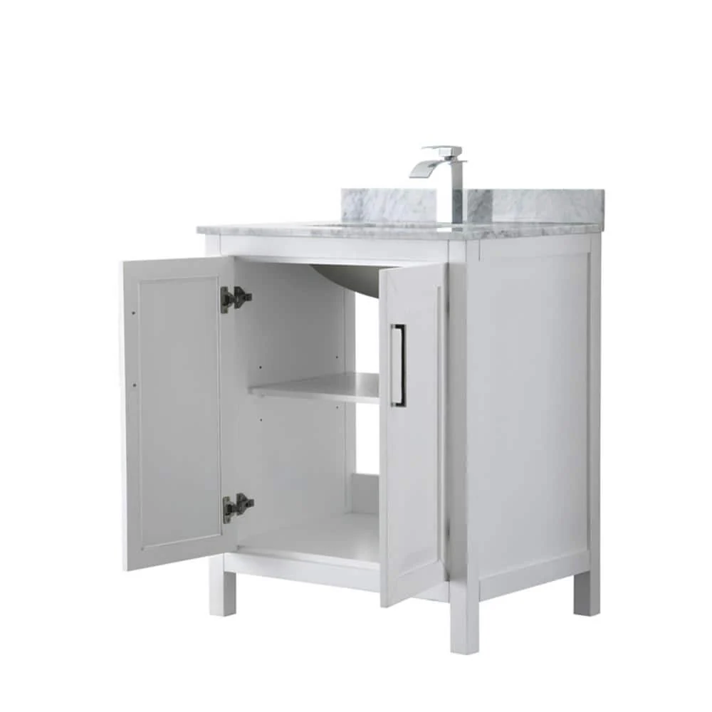 Wyndham Collection Daria 30 in. Bathroom Vanity with Carrara Marble Top and White Basin - Image 3