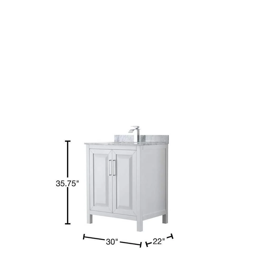 Wyndham Collection Daria 30 in. Bathroom Vanity with Carrara Marble Top and White Basin - Image 5