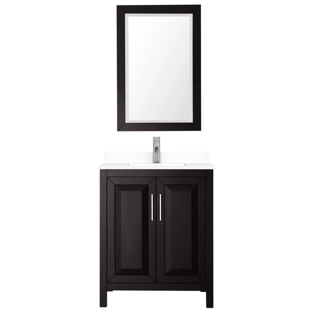 Wyndham Collection Daria 30" Single Vanity in Dark Espresso with Cultured Marble Top and Mirror
