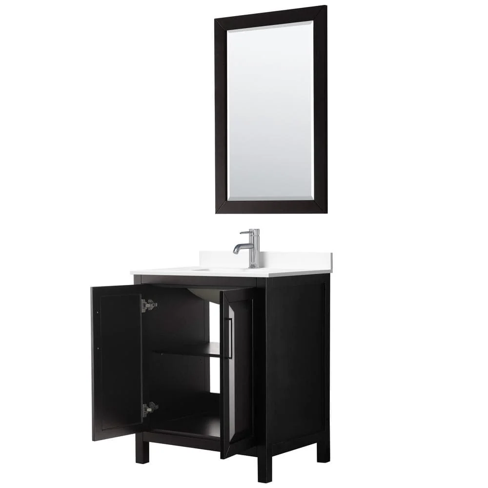 Wyndham Collection Daria 30" Single Vanity in Dark Espresso with Cultured Marble Top and Mirror - Image 3
