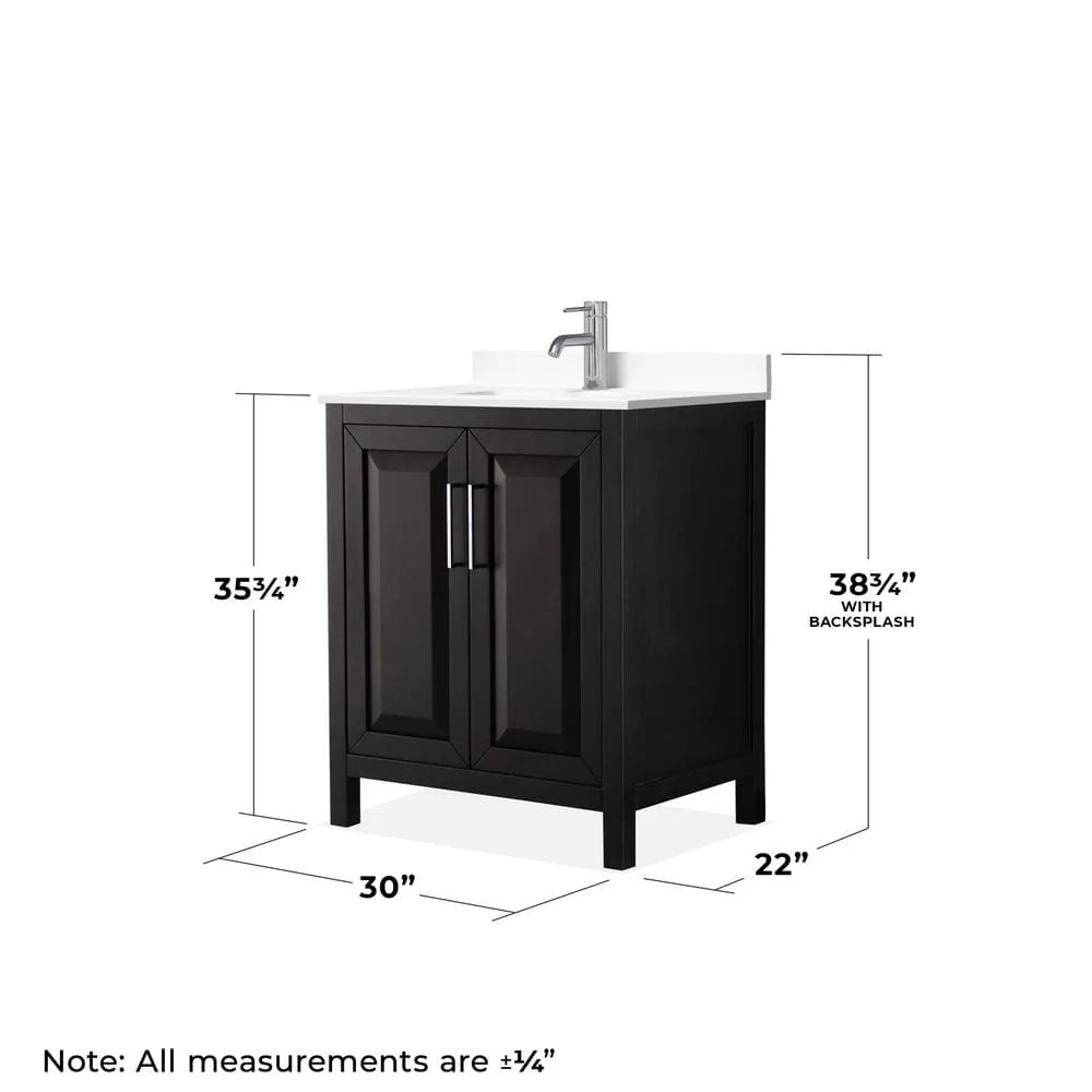 Wyndham Collection Daria 30" Single Vanity in Dark Espresso with Cultured Marble Top and Mirror - Image 4
