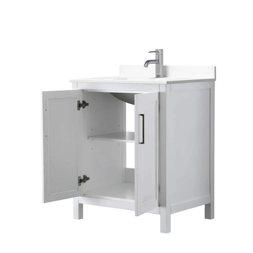 Wyndham Collection Daria 30" White Bathroom Vanity with Cultured Marble Top - Image 3