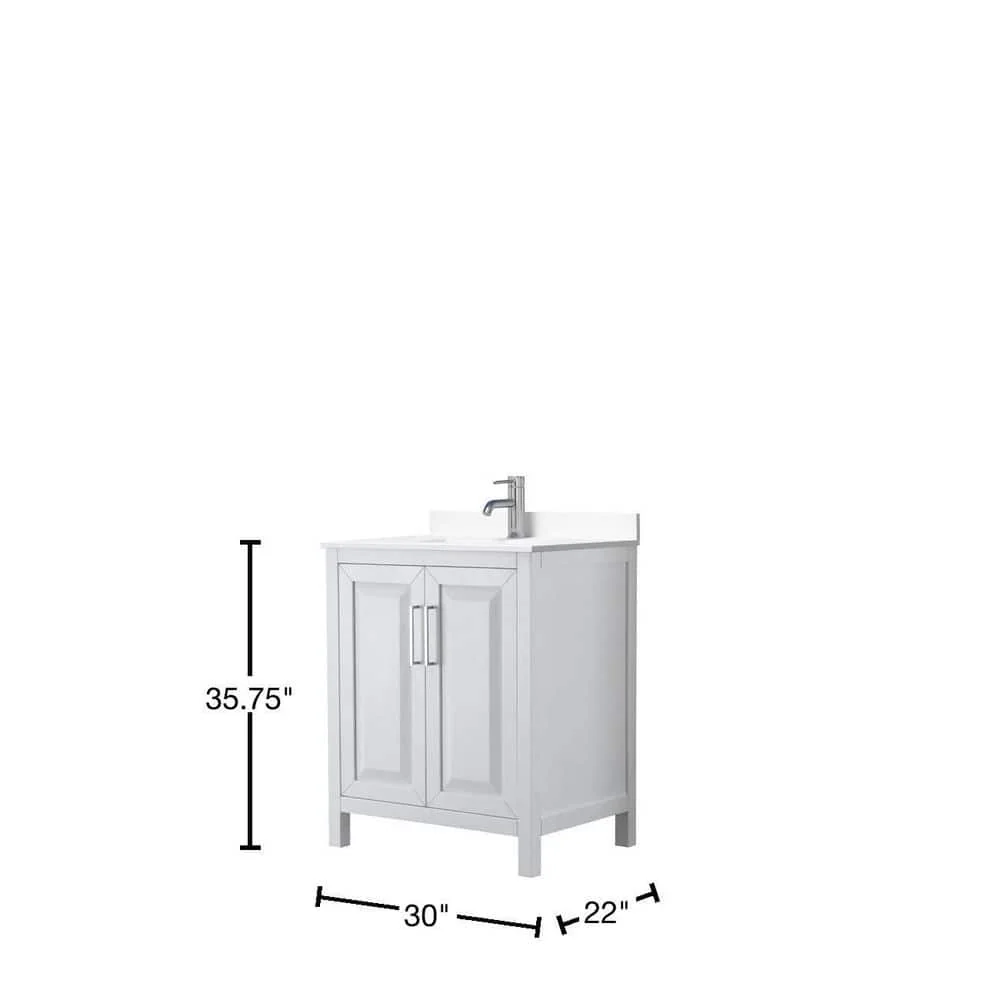Wyndham Collection Daria 30" White Bathroom Vanity with Cultured Marble Top - Image 5
