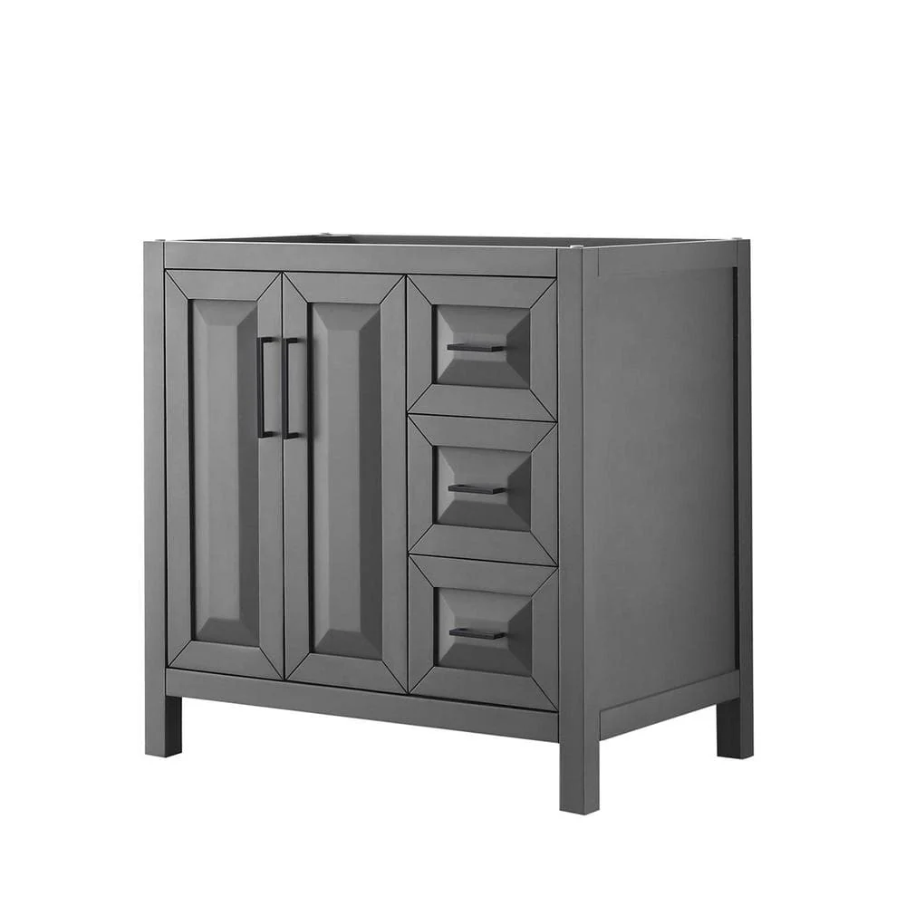 Wyndham Collection Daria 35" Bathroom Vanity Cabinet, Dark Gray, Freestanding