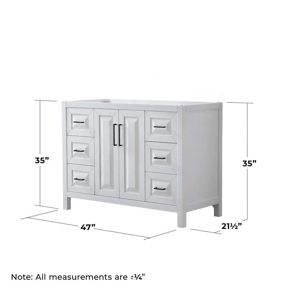 Wyndham Collection Daria 47 in. Bathroom Vanity Cabinet, White, Freestanding - Image 2