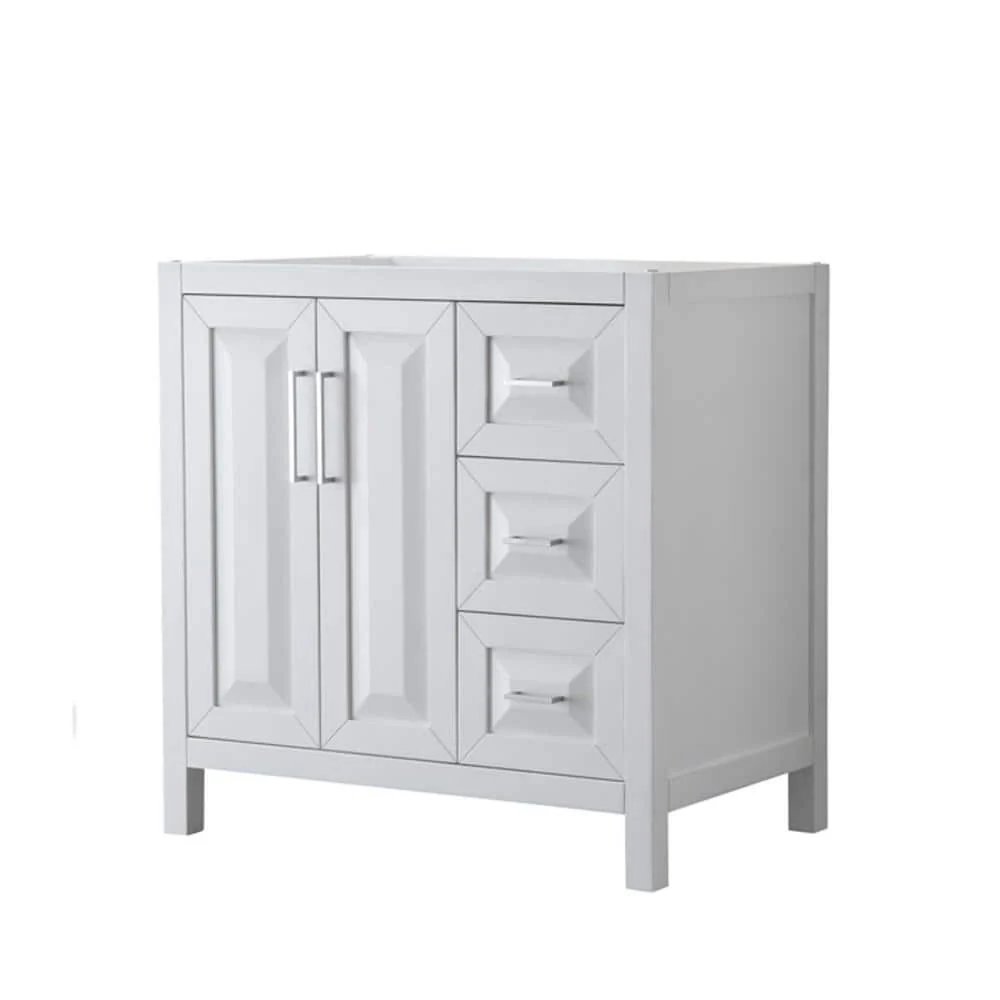 Wyndham Collection Daria 35 in. White Bathroom Vanity Cabinet Only
