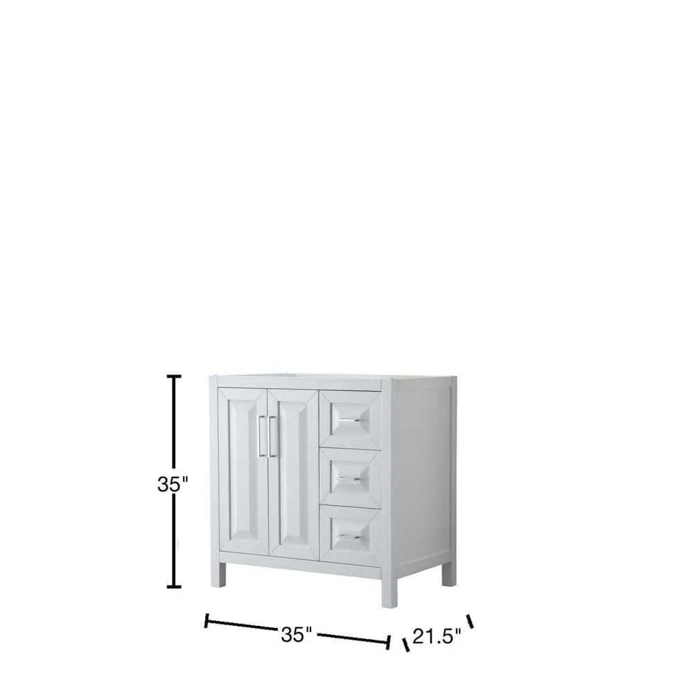 Wyndham Collection Daria 35 in. White Bathroom Vanity Cabinet Only - Image 2