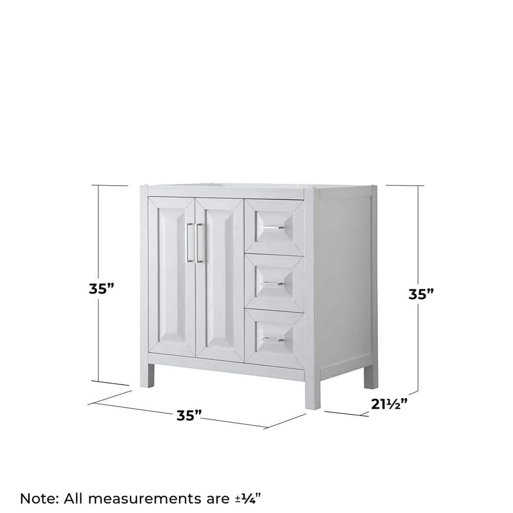 Wyndham Collection Daria 35 in. White Bathroom Vanity Cabinet Only - Image 3