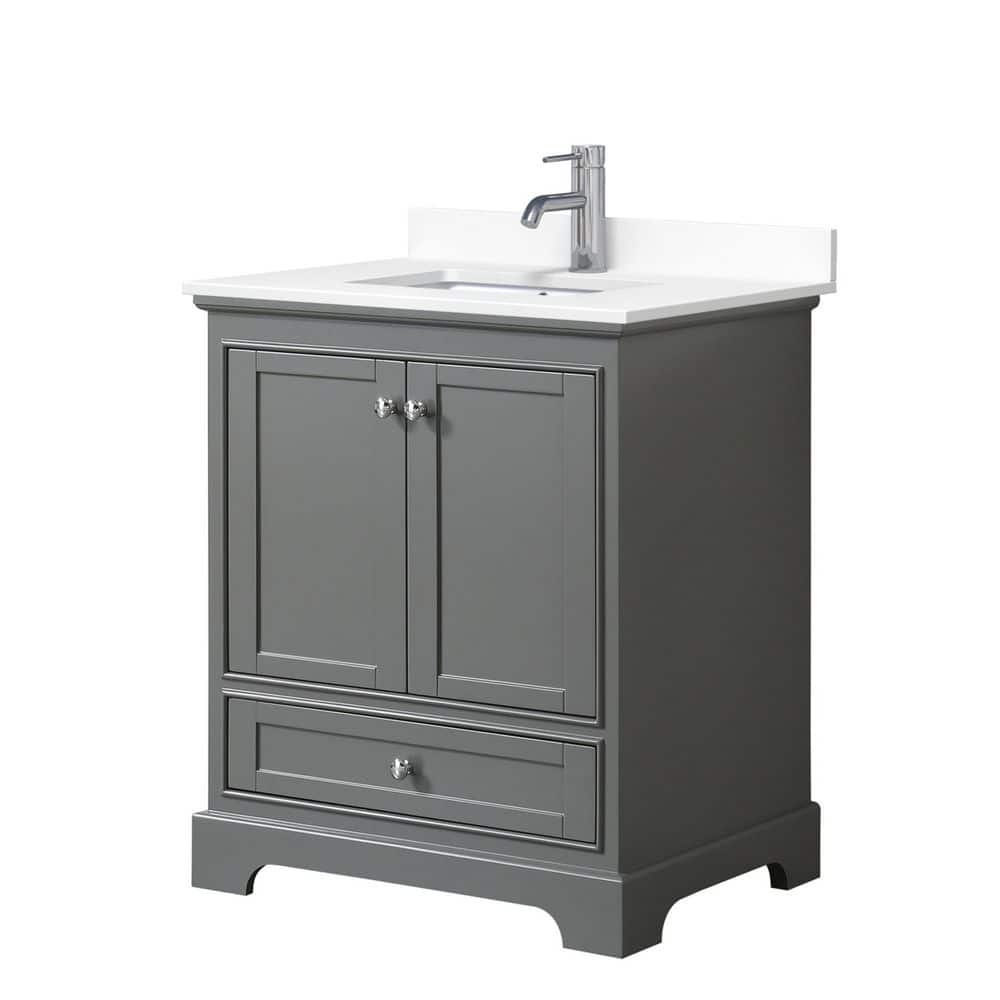Wyndham Collection Deborah 30" Single Vanity in Dark Gray with White Cultured Marble Top - Image 2
