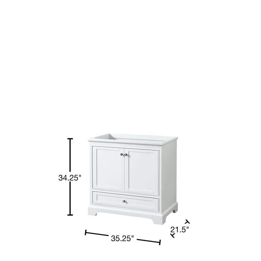 Wyndham Collection Deborah 35.25 in. Vanity Cabinet in White - Image 2