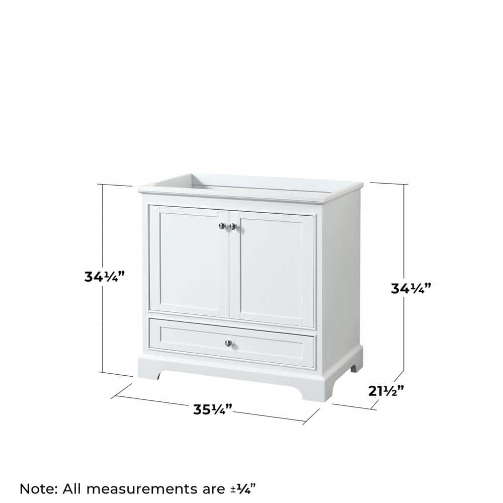Wyndham Collection Deborah 35.25 in. Vanity Cabinet in White - Image 3