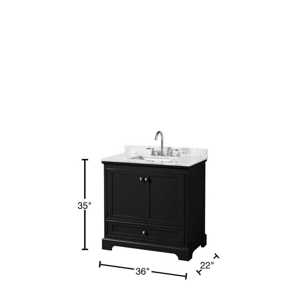 Wyndham Collection Deborah 36" Bathroom Vanity in Dark Espresso with White Carrara Marble Top - Image 5