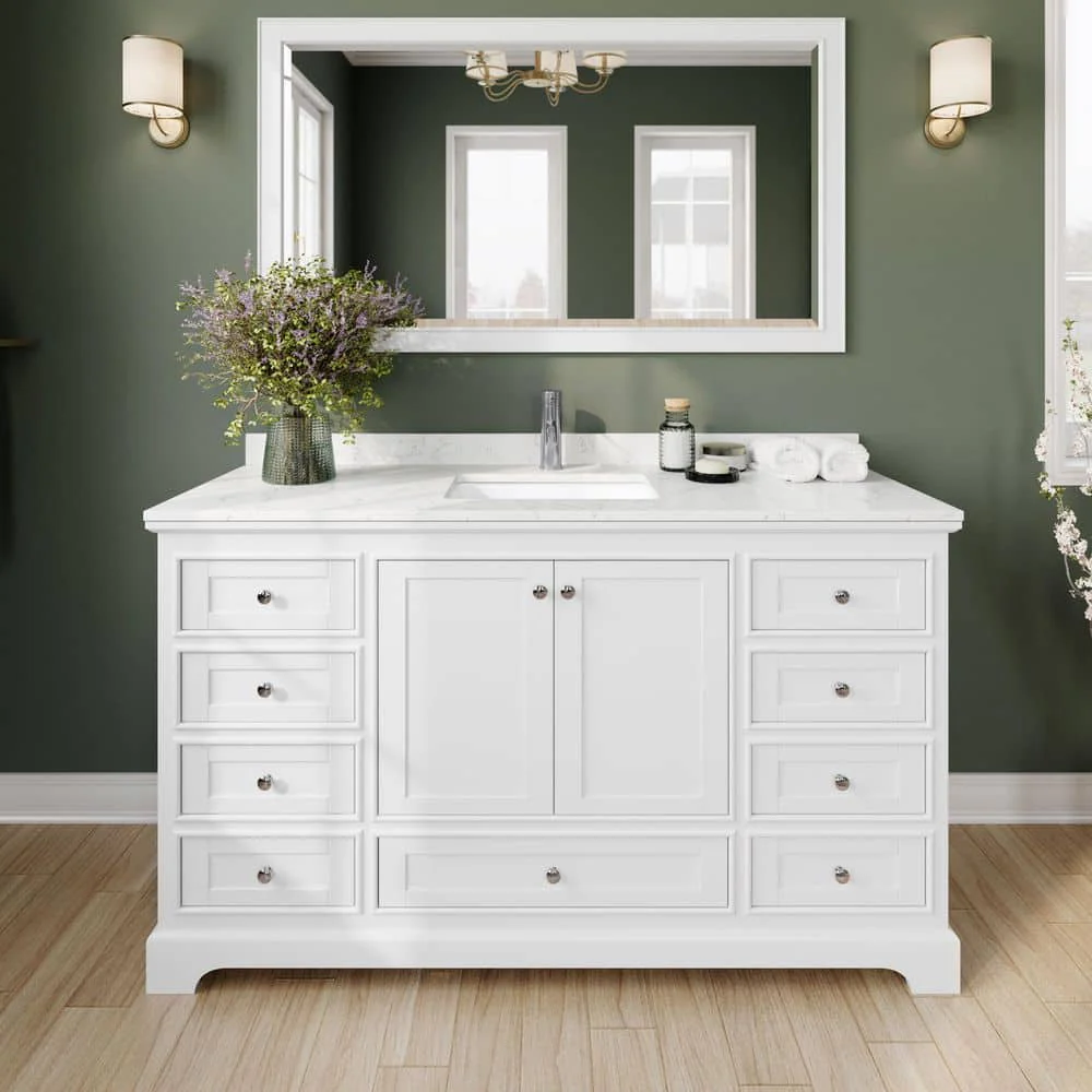 Wyndham Collection Deborah 60in Single Vanity with Cultured Marble Top in White
