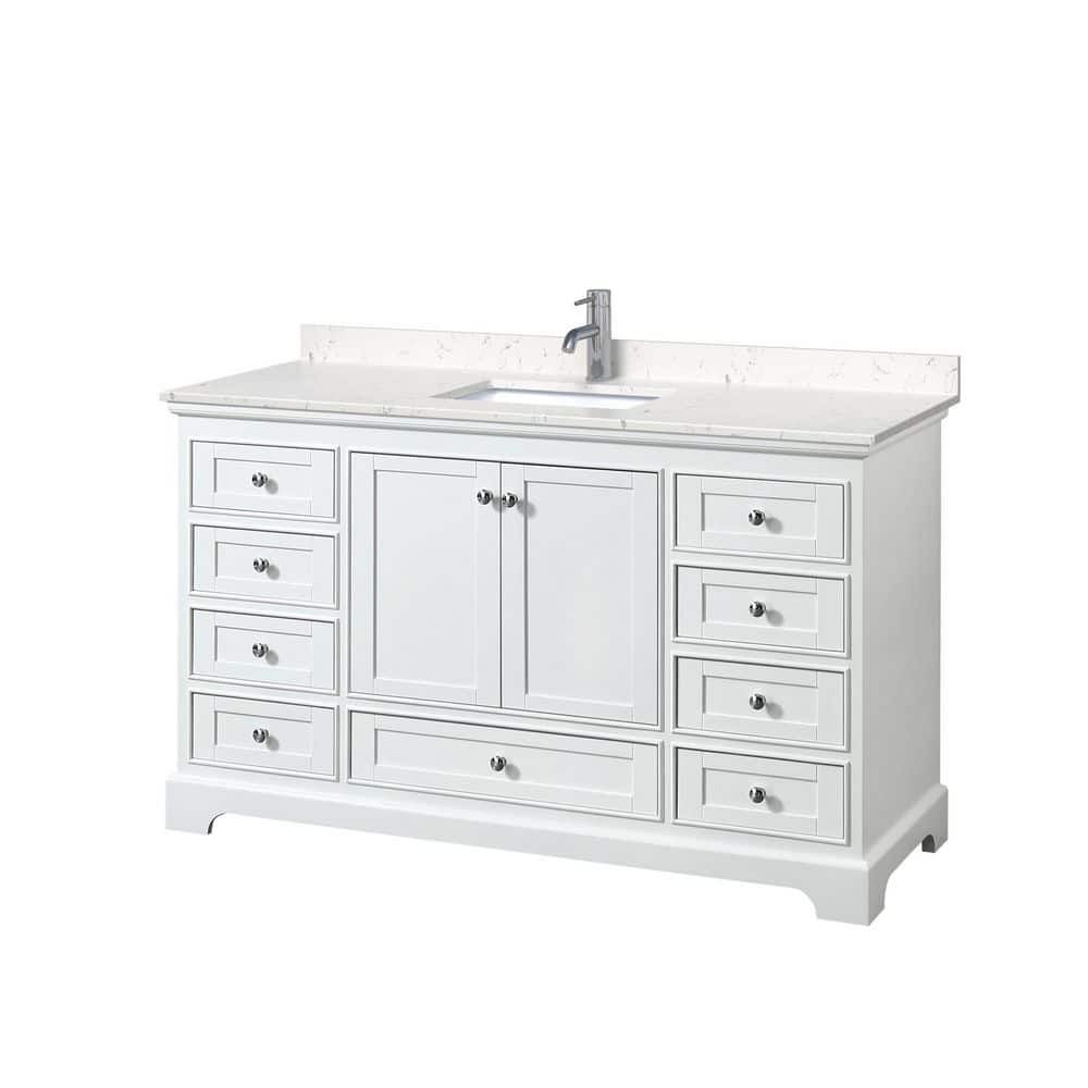 Wyndham Collection Deborah 60in Single Vanity with Cultured Marble Top in White - Image 2