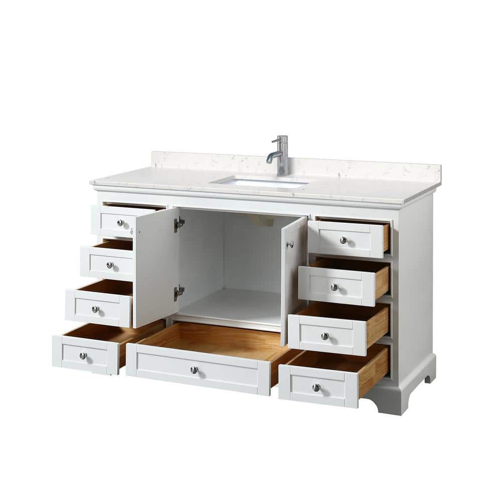 Wyndham Collection Deborah 60in Single Vanity with Cultured Marble Top in White - Image 3