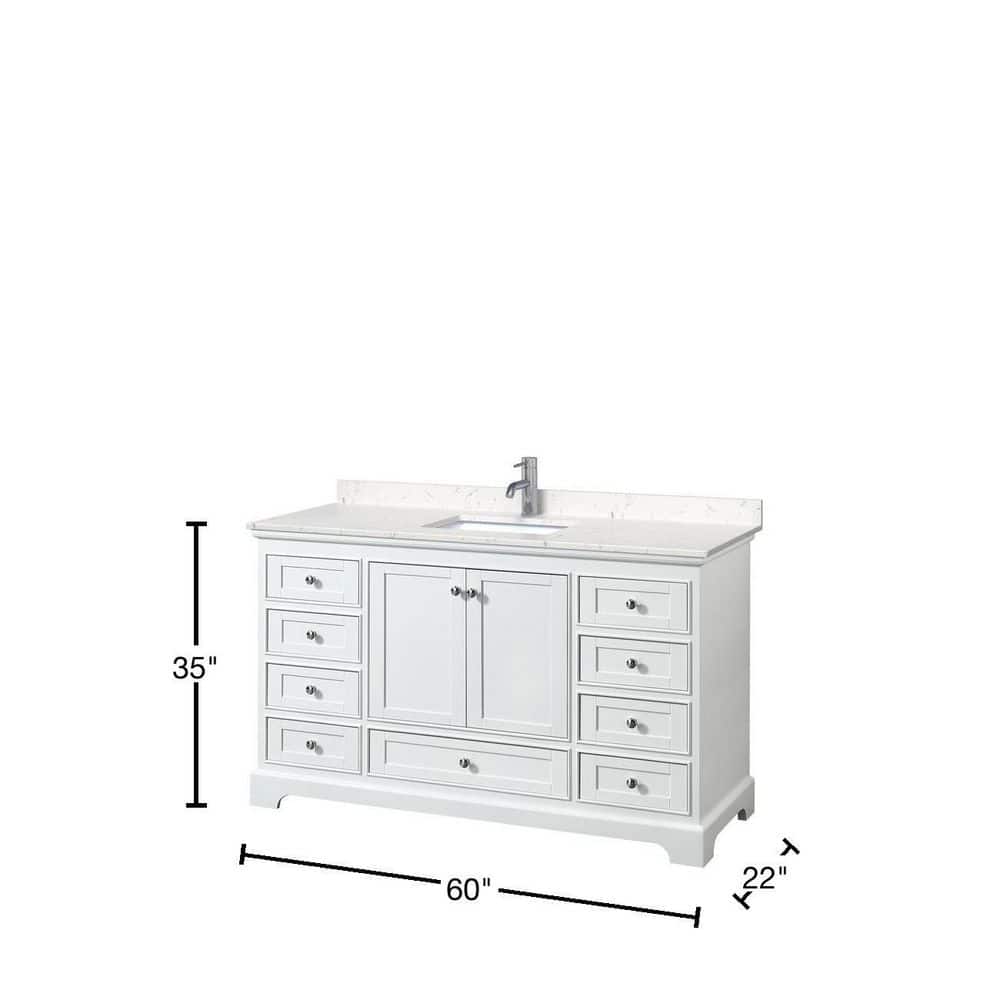 Wyndham Collection Deborah 60in Single Vanity with Cultured Marble Top in White - Image 4