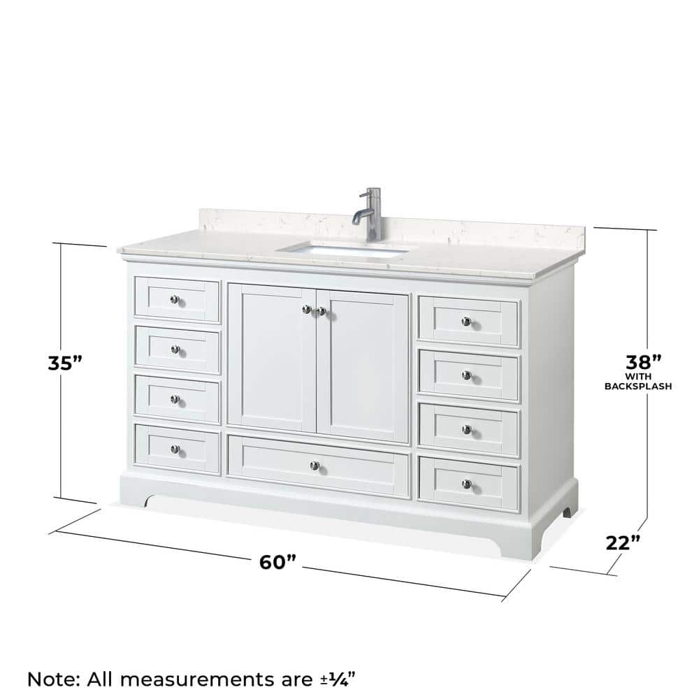 Wyndham Collection Deborah 60in Single Vanity with Cultured Marble Top in White - Image 5