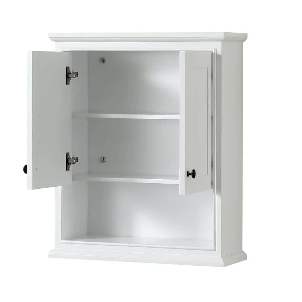 Wyndham Collection Deborah Bathroom Wall Cabinet, White, 25x9x30 Inches - Image 3
