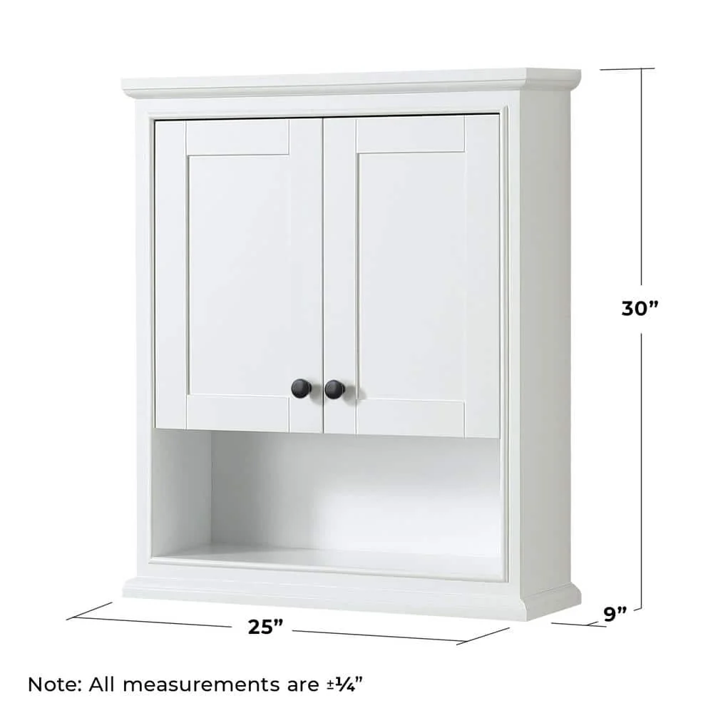 Wyndham Collection Deborah Bathroom Wall Cabinet, White, 25x9x30 Inches - Image 4