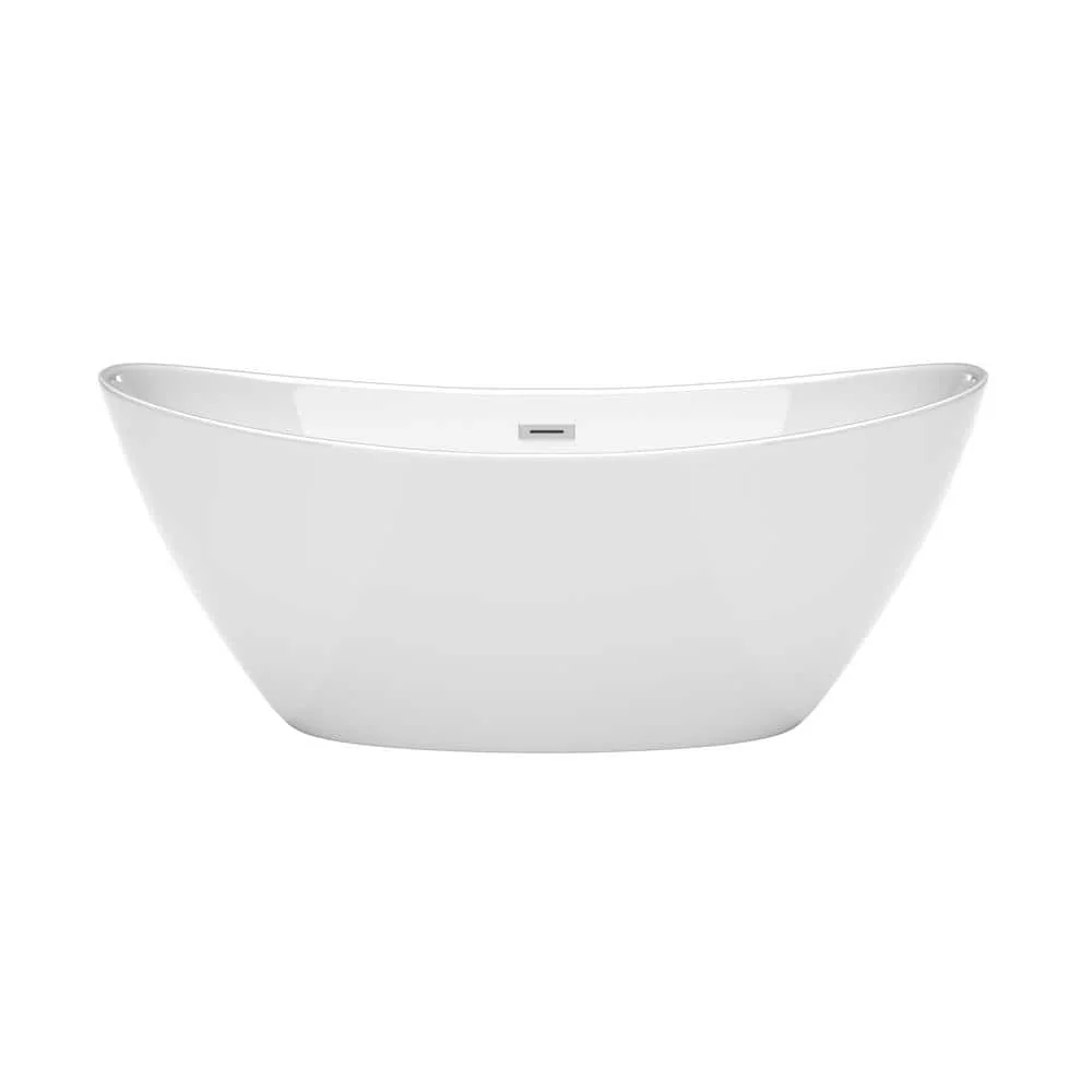 Wyndham Collection Dorrit 66" Freestanding Soaking Bathtub with Chrome Trim - Image 3