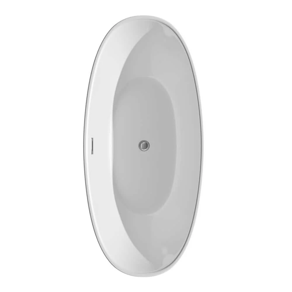 Wyndham Collection Dorrit 66" Freestanding Soaking Bathtub with Chrome Trim - Image 5
