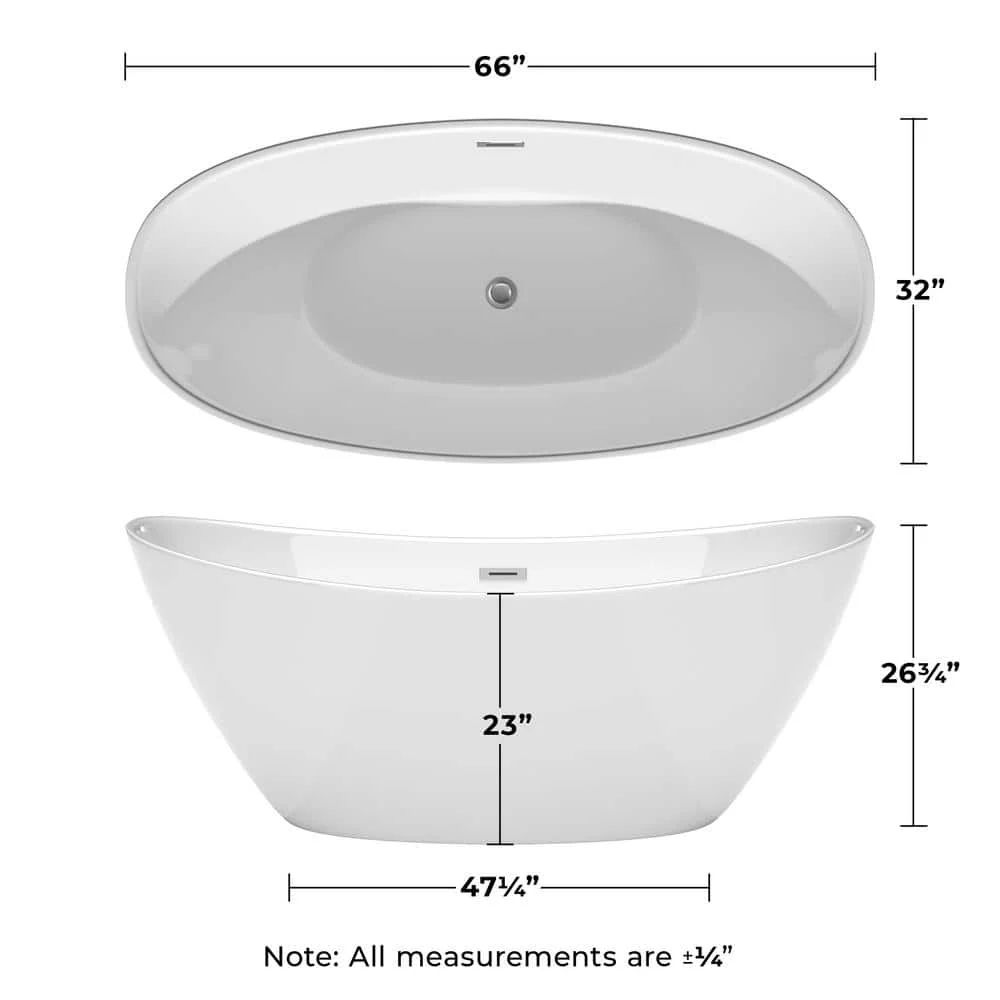 Wyndham Collection Dorrit 66" Freestanding Soaking Bathtub with Chrome Trim - Image 8