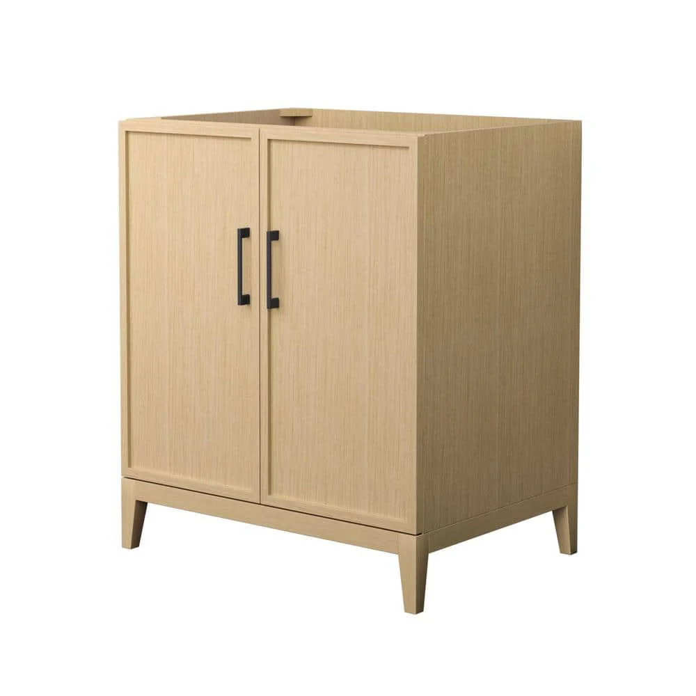 Wyndham Collection Elan 29" Bathroom Vanity Cabinet in White Oak with Matte Black Trim