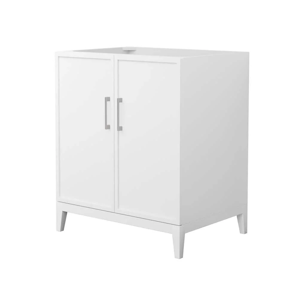 Wyndham Collection Elan 29" Bathroom Vanity Cabinet, White with Brushed Nickel Trim