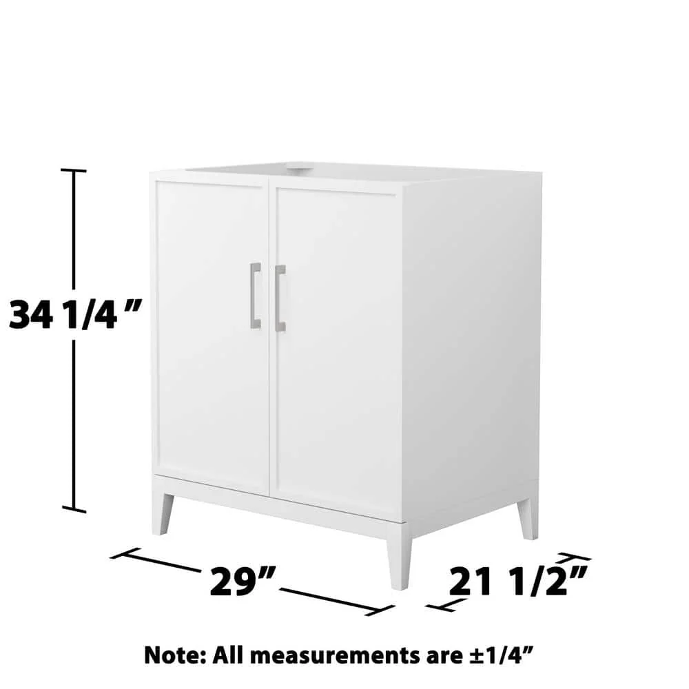 Wyndham Collection Elan 29" Bathroom Vanity Cabinet, White with Brushed Nickel Trim - Image 3