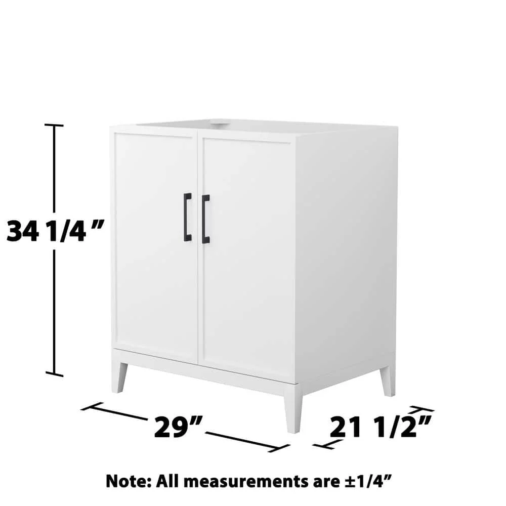 Wyndham Collection Elan 29" Bathroom Vanity Cabinet, White with Matte Black Trim - Image 3