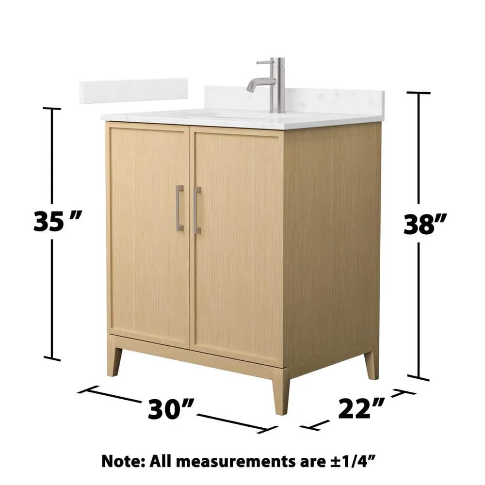 Wyndham Collection Elan 30" Bathroom Vanity in White Oak with Carrara Marble Top - Image 4